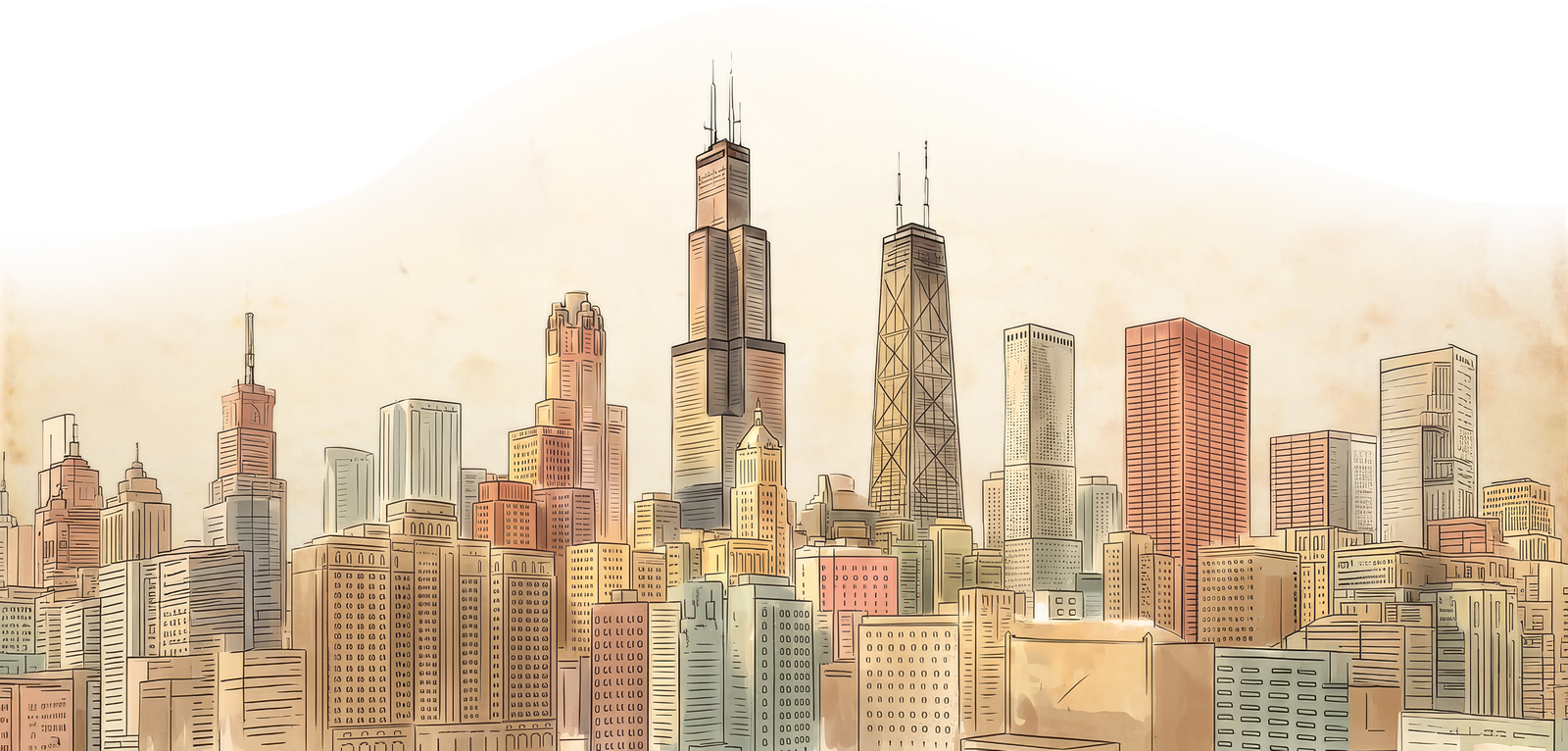 Illustrated Chicago skyline
